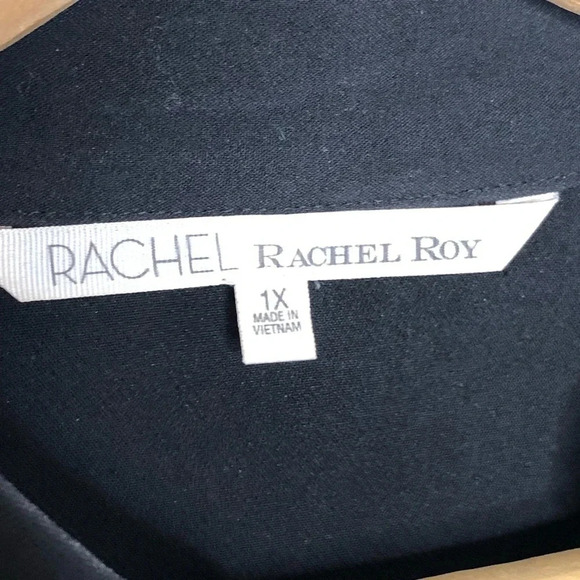 Rachel Roy Black Ruffle Sleeve Boxy Goth Button Down Jacket - Picture 8 of 11